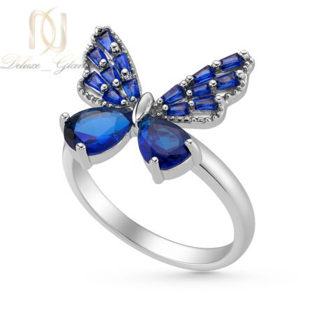 انگشتر زنانه استیل پروانه نگین آبی