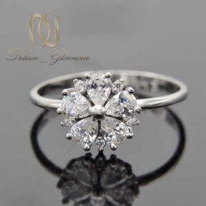 انگشتر نقره زنانه مدل گل نگین سفید