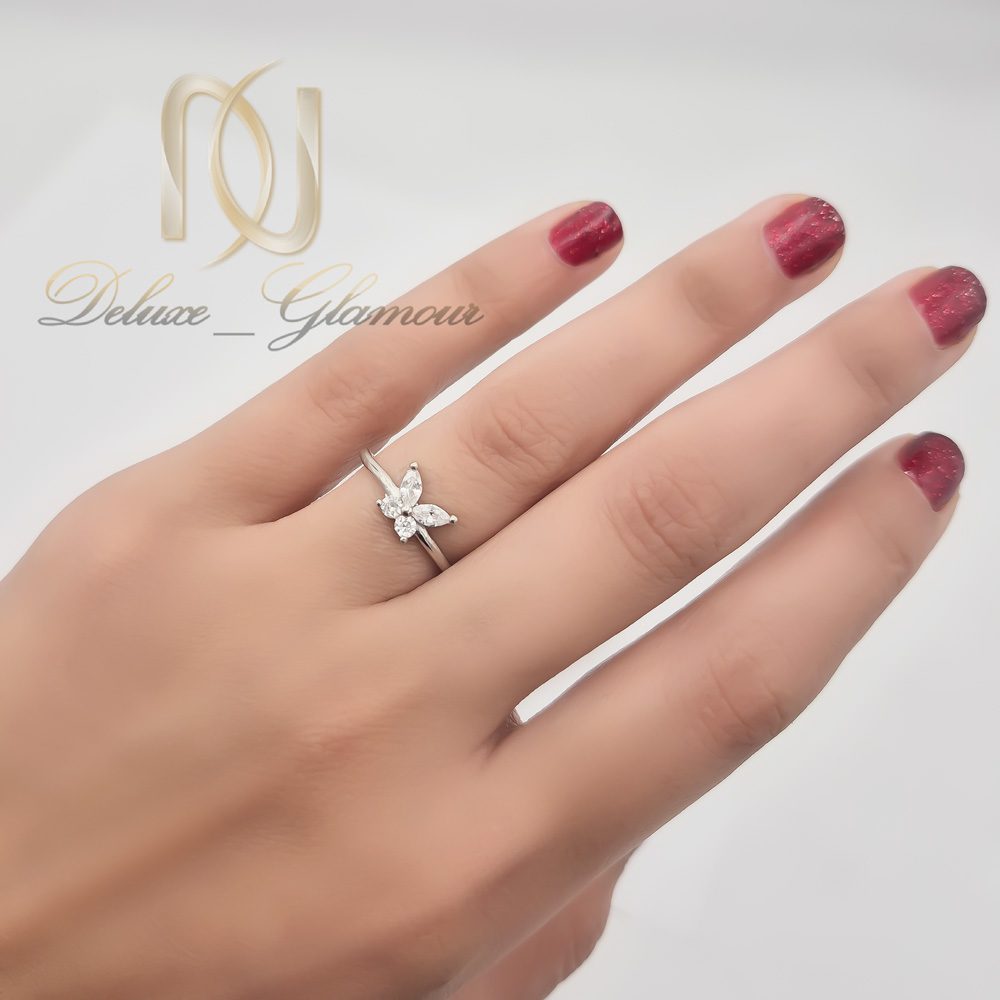 انگشتر نقره زنانه پروانه نگین سفید