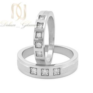 حلقه ست نقره ازدواج تراش نگین دار