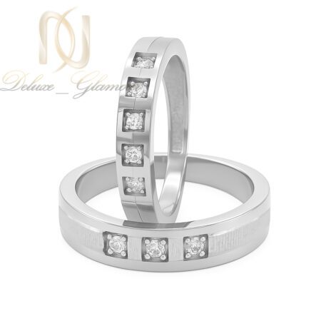 حلقه ست نقره ازدواج تراش نگین دار