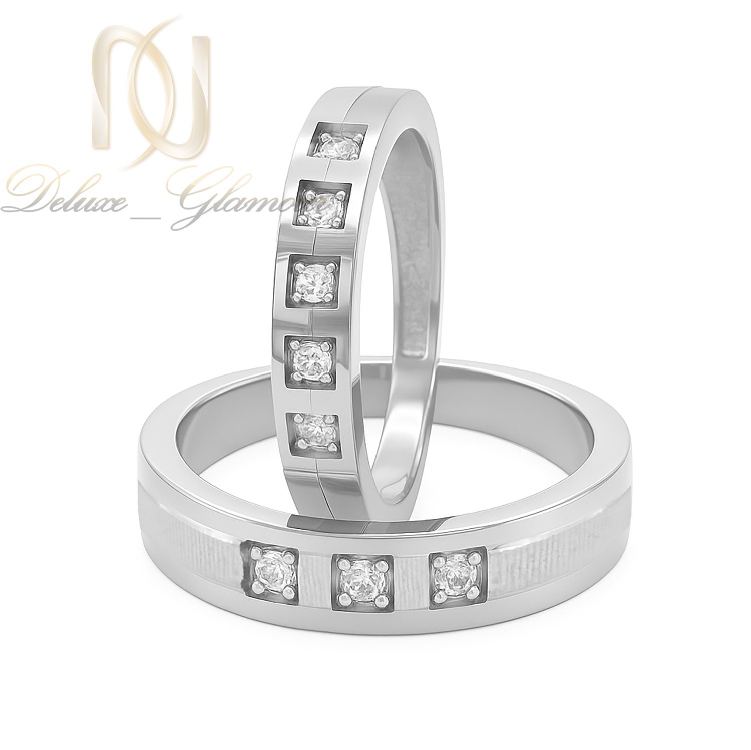 حلقه ست نقره ازدواج تراش نگین دار