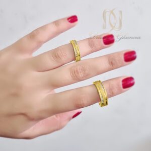 حلقه ست نقره ازدواج طلایی نگین دار