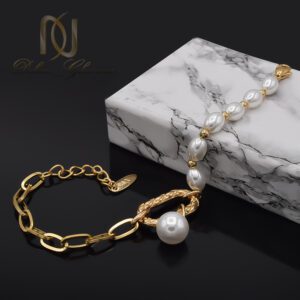 دستبند زنانه ژوپینگ مرواریدی طرح طلا