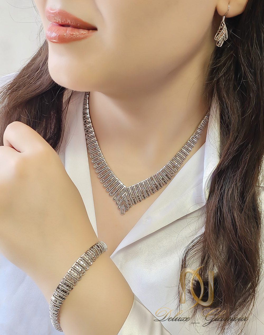 سرویس نقره زنانه بدون نگین تراش