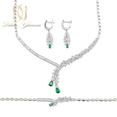 سرویس نقره زنانه جواهری نگین سبز