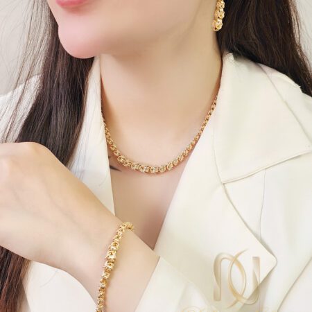 سرویس نقره زنانه چینابی طلایی بدون نگین