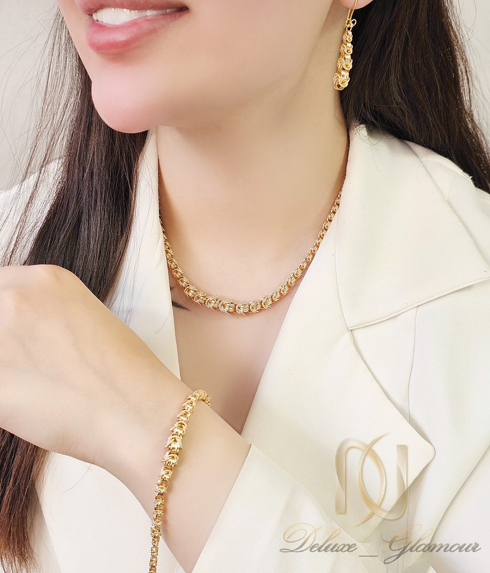 سرویس نقره زنانه چینابی طلایی بدون نگین