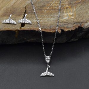 نیم ست نقره زنانه دم نهنگ وال