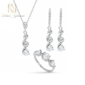 نیم ست نقره زنانه سه نگینه