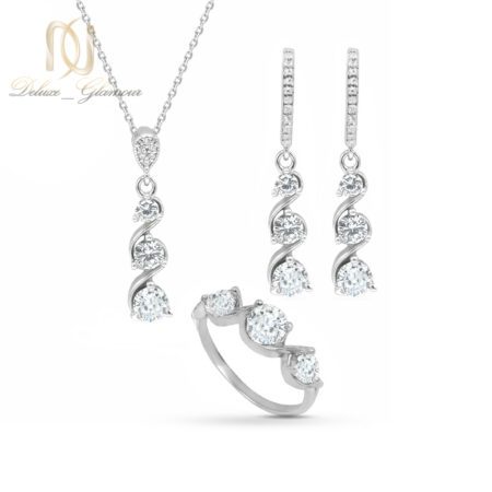 نیم ست نقره زنانه سه نگینه