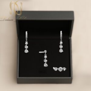 نیم ست نقره زنانه سه نگینه مارپیچ