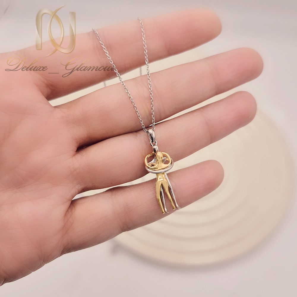 گردنبند نقره زنانه آغوش دو رنگ