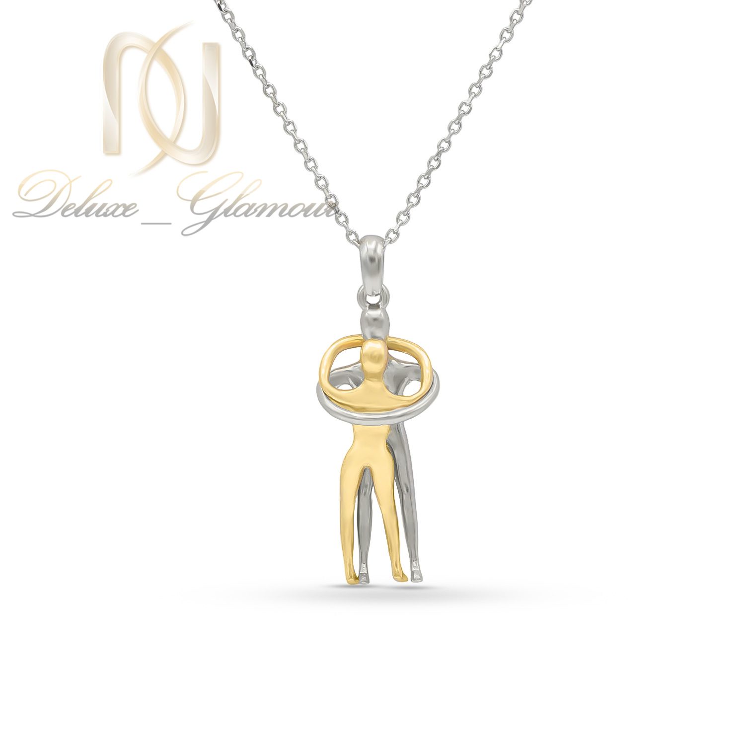 گردنبند نقره زنانه آغوش طلایی و نقره ای