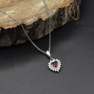گردنبند نقره قلب قرمز