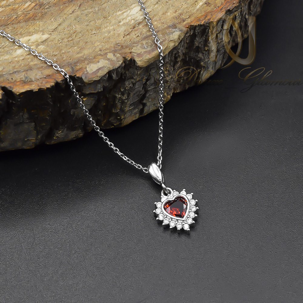 گردنبند نقره قلب قرمز