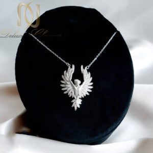 گردنبند نقره زنانه مدل فرشته نگین سفید