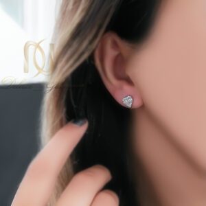 گوشواره نقره میخی مدل قلب نگین دار