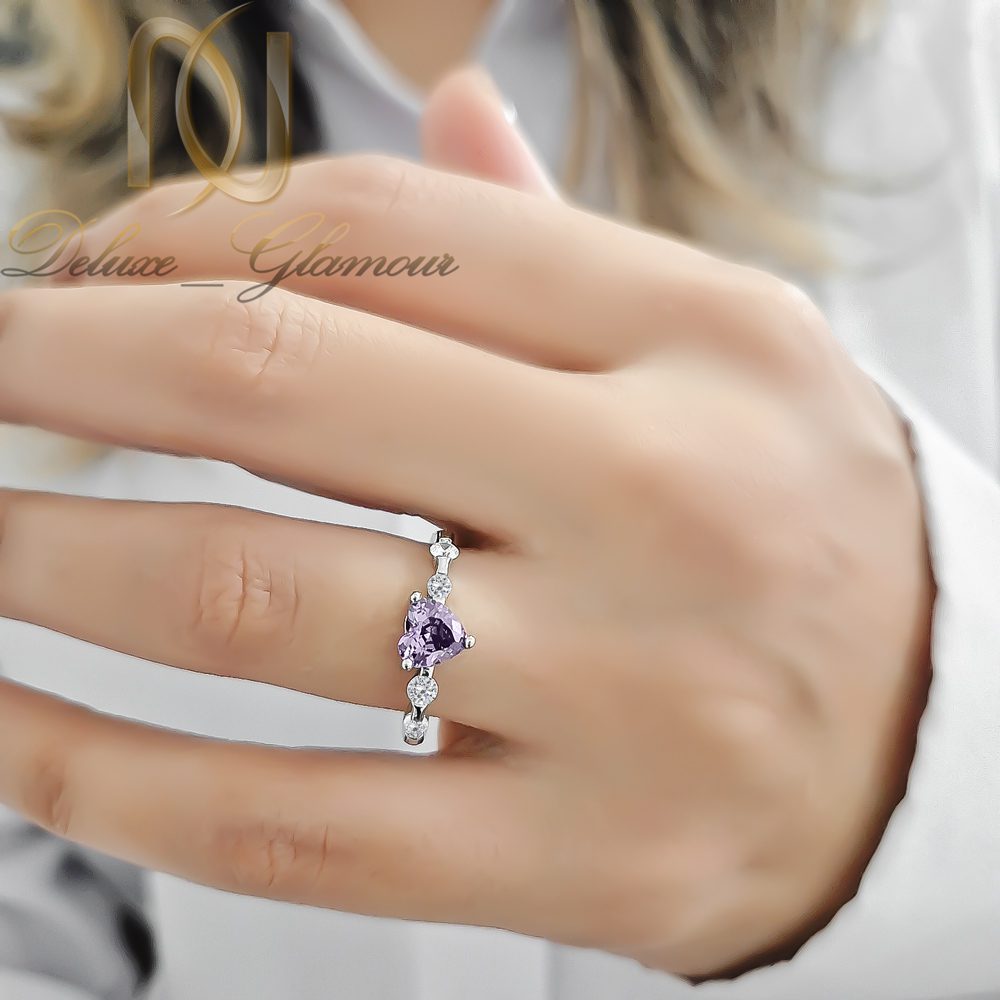 انگشتر زنانه استیل قلب بنفش رنگ ثابت