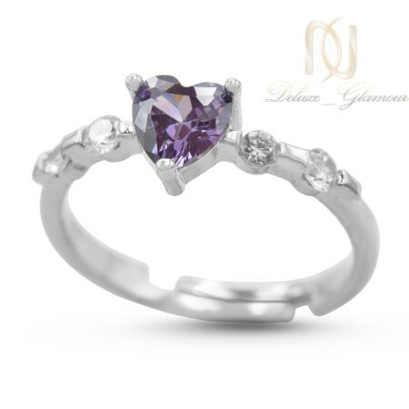 انگشتر زنانه استیل قلب بنفش