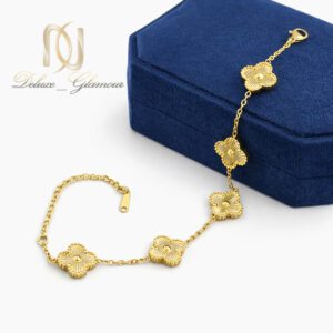 دستبند زنانه استیل ونکلیف طلایی بدون نگین