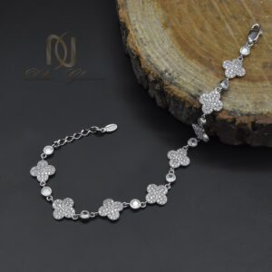 دستبند نقره زنانه ونکلیف طرح طلا سفید