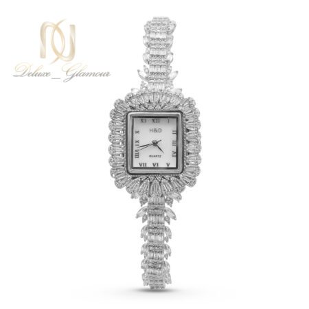 ساعت نقره زنانه جواهری صفحه مستطیلی