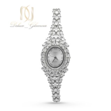 این ساعت نقره زنانه جواهری نگین باگت