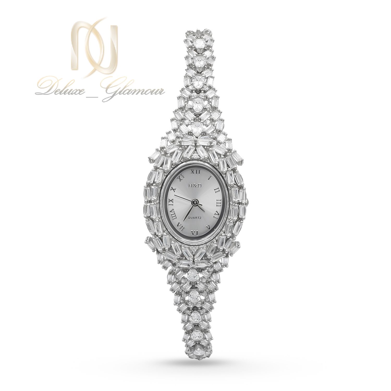 این ساعت نقره زنانه جواهری نگین باگت