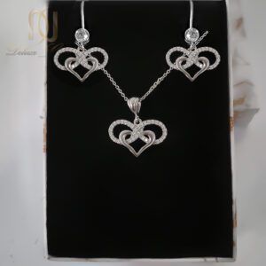 نیم  ست نقره زنانه قلب و بی نهایت طرح طلا