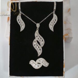 نیم  ست نقره زنانه مدل موج نگین دار