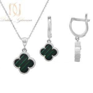 نیم ست نقره زنانه ونکلیف سبز