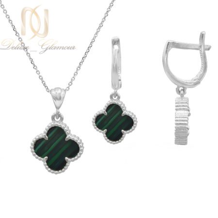 نیم ست نقره زنانه ونکلیف سبز