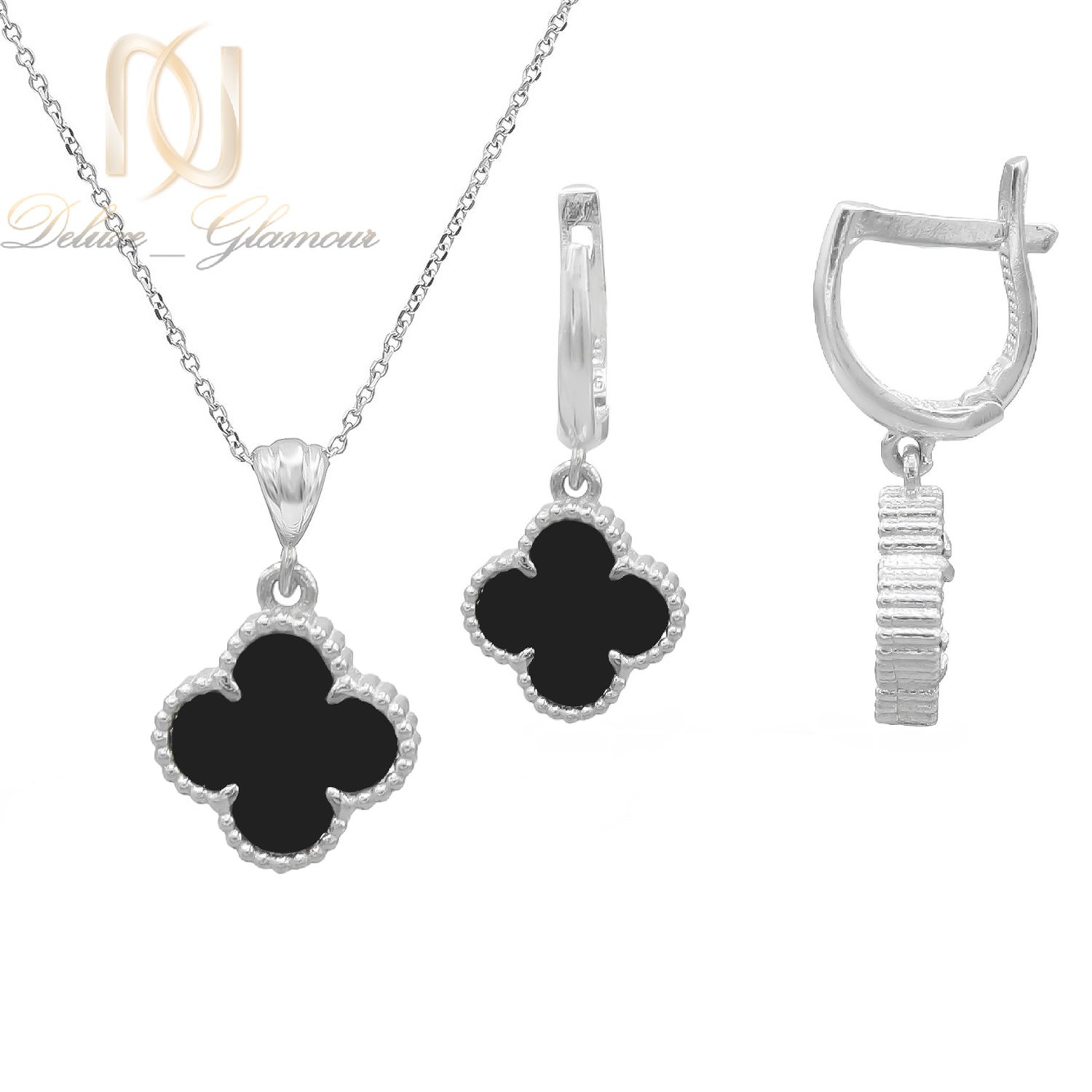 نیم ست نقره زنانه ونکلیف مشکی