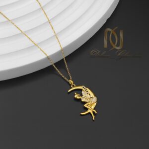 گردنبند نقره طلایی ماه و فرشته