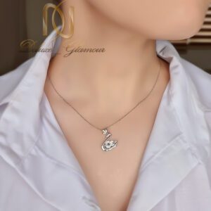گردنبند نقره زنانه پرنده قو نگین سفید