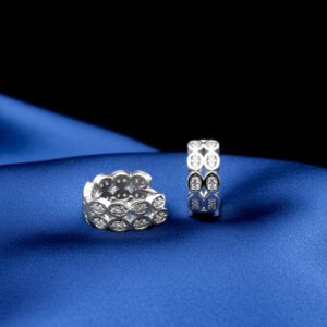 گوشواره نقره حلقه ای نگین دار ریز