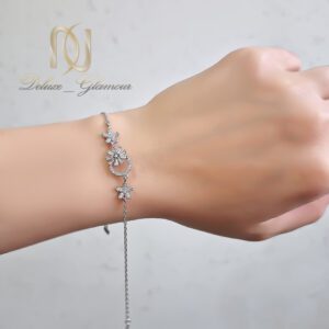 دستبند نقره دخترانه ماه و ستاره و گل زنجیری