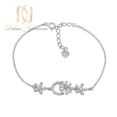 دستبند نقره دخترانه ماه و ستاره و گل