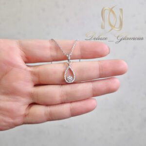 گردنبند نقره زنانه اشک و فلاور نگین دار