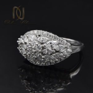 انگشتر نقره زنانه نگین مارکیز سفید