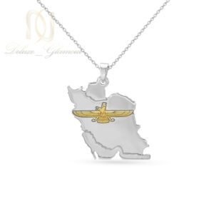گردنبند نقره فروهر و نقشه کشور ایران