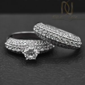 حلقه و پشت حلقه نقره زنانه نگین دار ri-n385