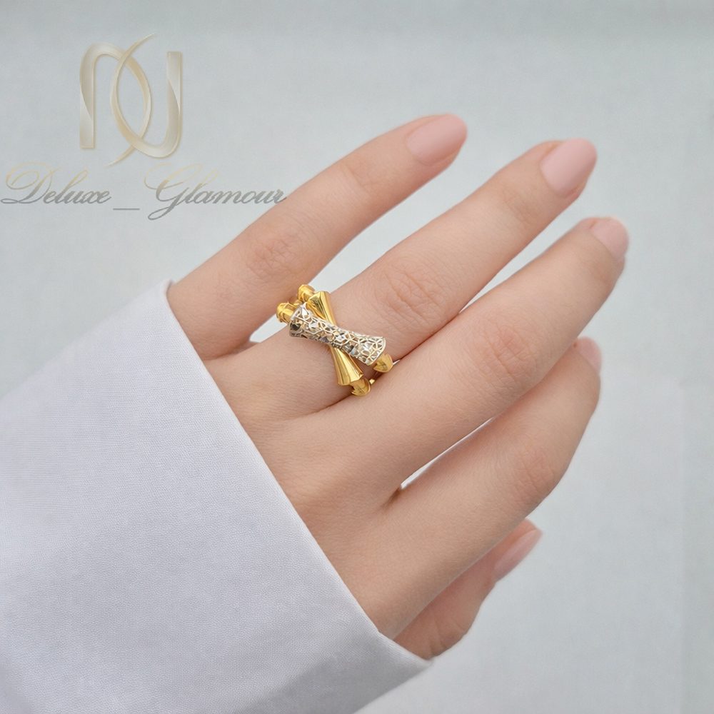 انگشتر نقره زنانه طرح طلا دو رنگ - تصویر 2