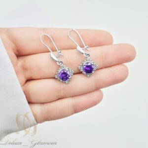 گوشواره زنانه نقره نگین بنفش