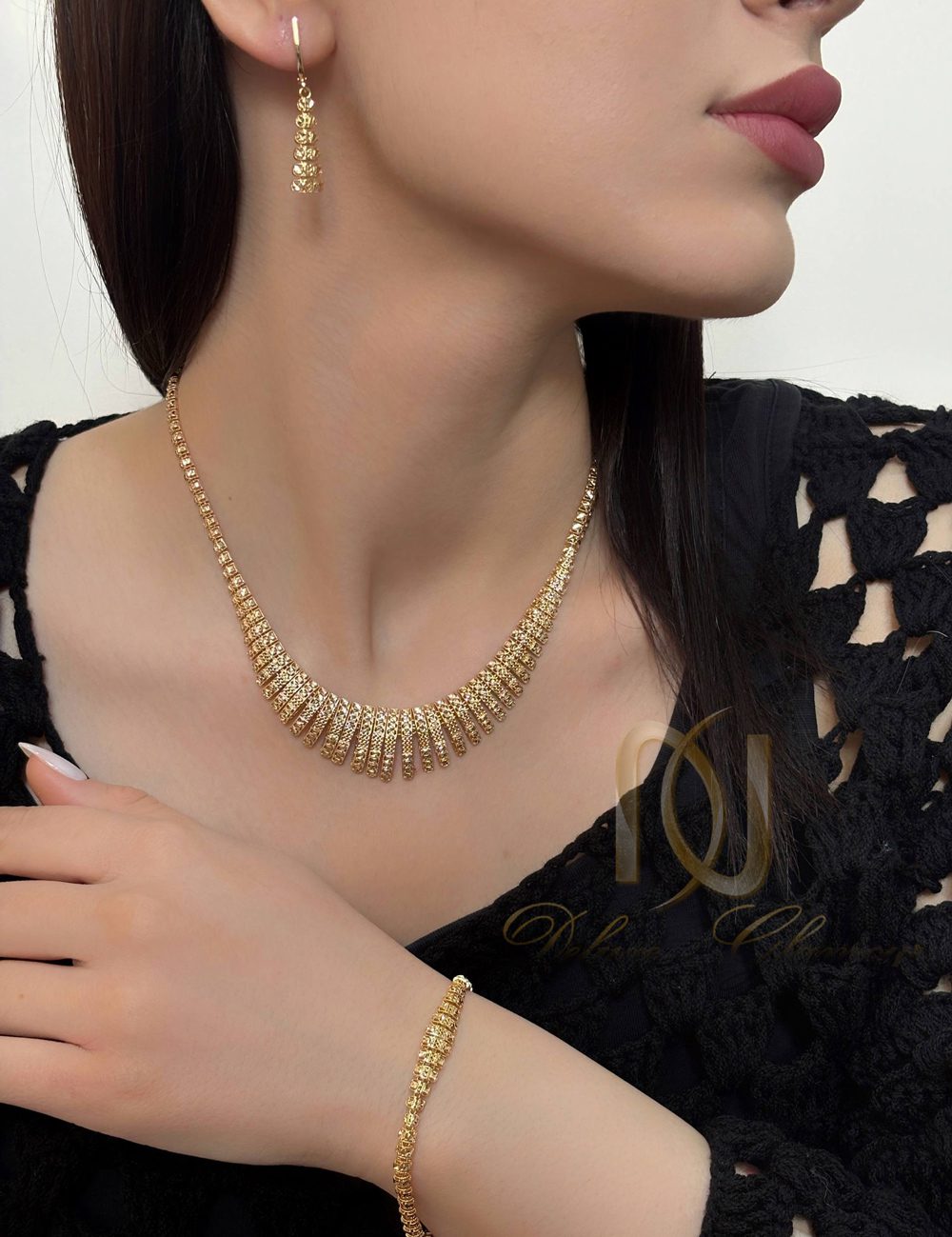 سرویس نقره زنانه تراش طلایی شیک