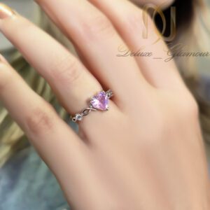 انگشتر دخترانه قلبی نگین صورتی