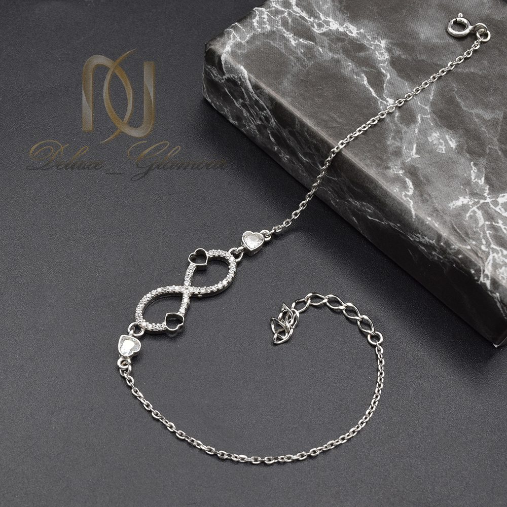 دستبند نقره دخترانه بی نهایت و قلب ظریف