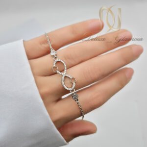دستبند نقره دخترانه بی نهایت و قلب زنجیری