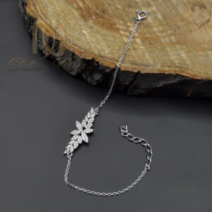 دستبند نقره زنانه مدل گل زنجیری